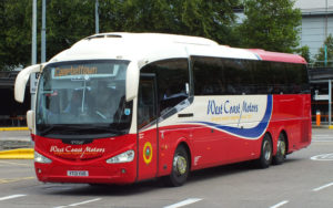 red and cream west coast motors coach